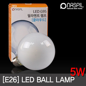 LED전구 필라멘트(클라우드) 5W G95 볼타입 E26 주광색/전구색 /나스필