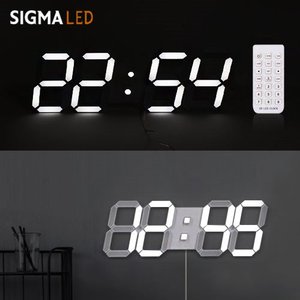 시그마 LED 3D 벽시계 (리모컨 포함) 디지털 시계 화이트 대형