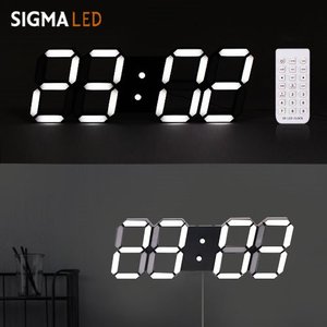 시그마 LED 3D 벽시계 (리모컨 포함) 디지털 시계 블랙 대형