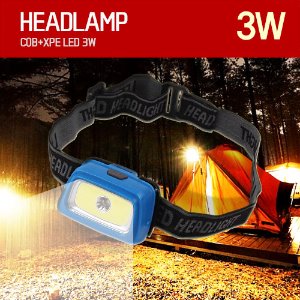 휴대용 COB LED 헤드랜턴 3단 빛 조절(AAA건전지 사용) 캠핑/낚시/작업용 써치라이트
